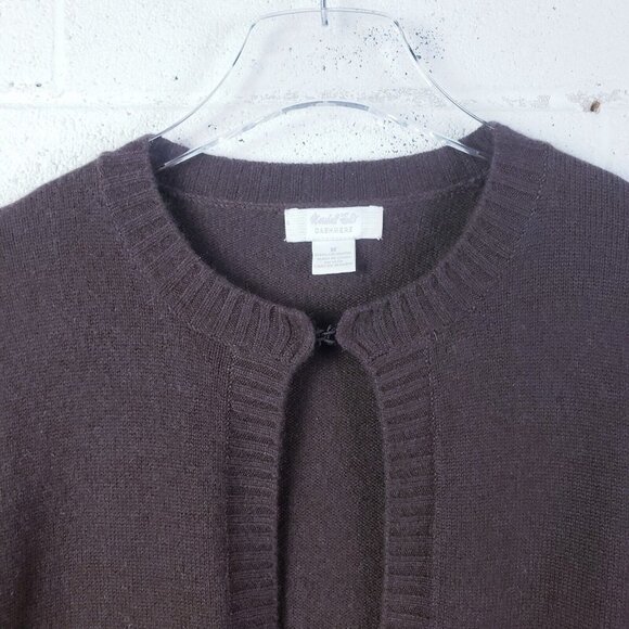 Marshall Fields Cashmere Cardigan Sweater Womens Medium Brown Pockets - Picture 3 of 7